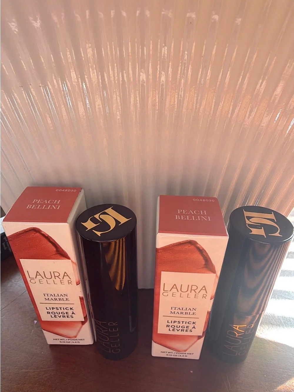 Bundle of 2 ,Laura Geller Italian Bellini Marble Lipstick - Sheer Peach Pink